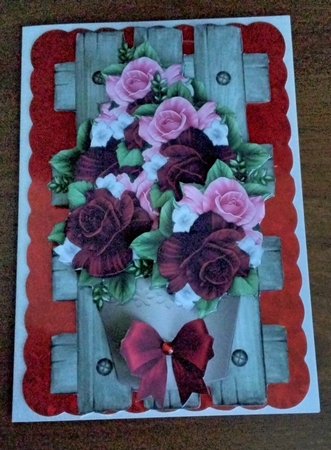 Flowerpot With Roses On Wooden Trellis Mini Kit by Amanda Cousins