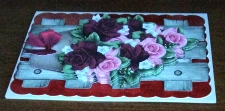 Flowerpot With Roses On Wooden Trellis Mini Kit by Amanda Cousins