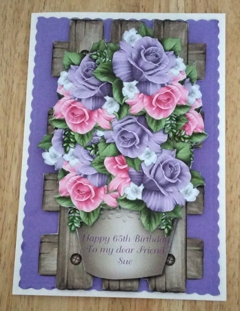 Flowerpot With  Mixed Roses On Wooden Trellis Mini Kit by Amanda Cousins