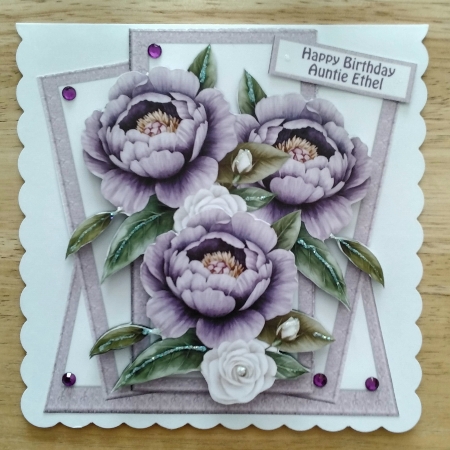 Shaped Card Topper Purple Peonies 8x8 Mini Kit by Amanda Cousins