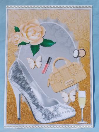 Pretty Silver Sparkle Shoe with Peach Handbag A4 by Margaret Nichol