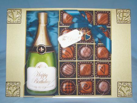 Birthday Champers N Chocs Fan Pyramage Topper by Margaret Nichol