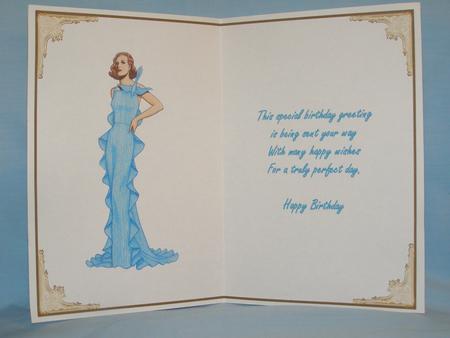 Lady in Blue Birthday Card Making Insert by Margaret Nichol