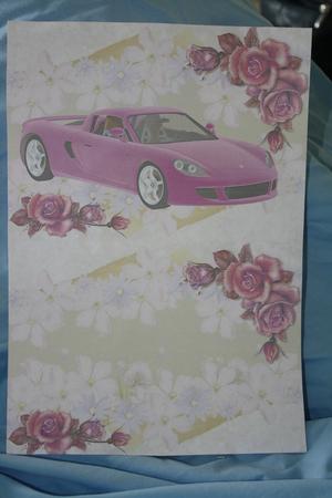 Pink Sports Car with Roses Insert by Margaret Nichol