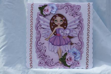 Be Mine on Heart with Pink Faerie and Roses by Margaret Nichol