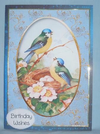 Beautiful Blue Tits in a Golden Frame by Margaret Nichol