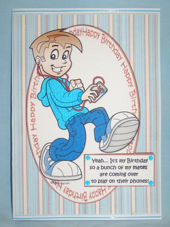 Teen Boy and His Phone Quick Card by Margaret Nichol
