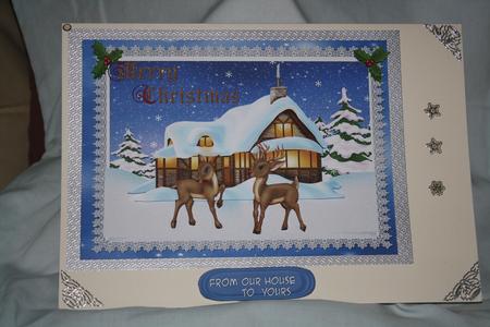 Lovely Reindeers and Christmas Scene by Margaret Nichol