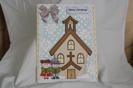 Lovely Church with Carol Singers by Margaret Nichol