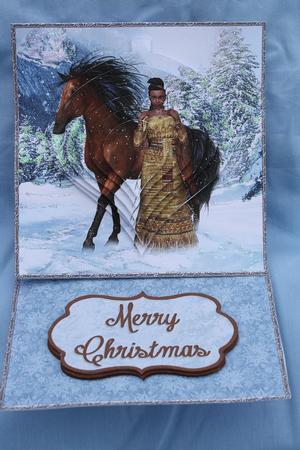 Winter Native American Princess Pyramid Easel by Margaret Nichol