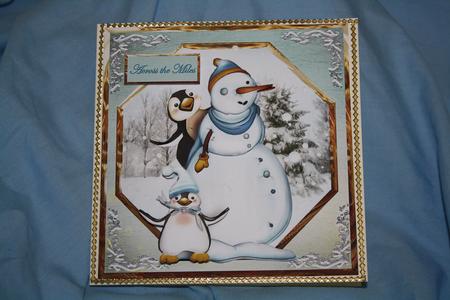 Snowman and His Penguin Friends with Decoupage by Margaret Nichol