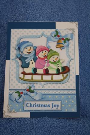 Snowman Sleigh Ride Blue by Margaret Nichol