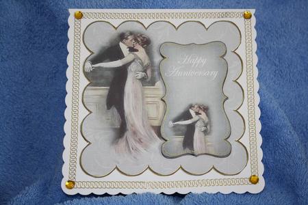 Silver Dancing Couple Happy Anniversary 8in Scallop Topper by Margaret Nichol