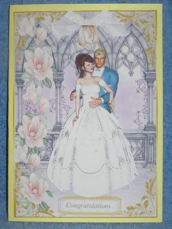 Lovely Bride and Groom with Pink Flowers by Margaret Nichol