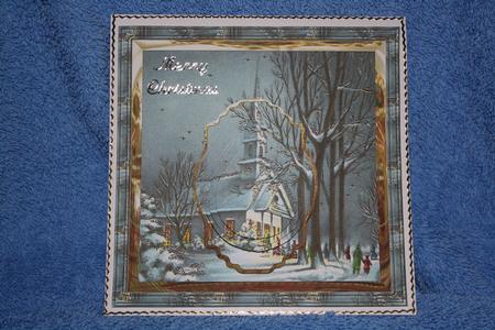 Church at Christmas Card with Topper by Margaret Nichol