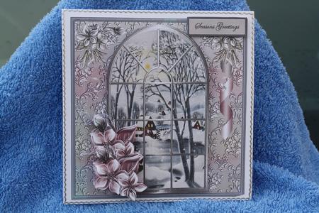 Frozen Lake Window View Card with a Topper by Margaret Nichol