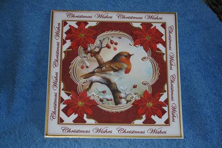 Red Robin Christmas Wishes Lattice Corner 8in Topper by Margaret Nichol