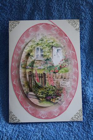 Pretty Rose Cottage Oval Pyramid Topper by Margaret Nichol