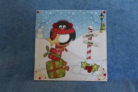 8 x 8 Christmas Pip Penguins Star Scalloped Corner Topper by Margaret Nichol