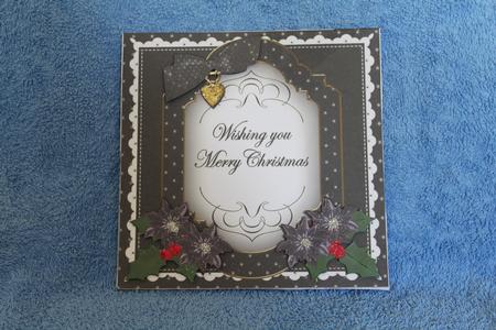 Black Poinsettia Merry Christmas Fancy 7in Topper by Margaret Nichol