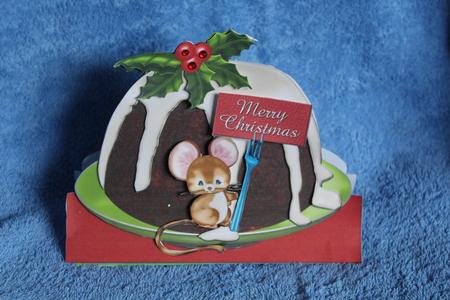 Christmas Pudding and Mouse Shaped Card by Margaret Nichol
