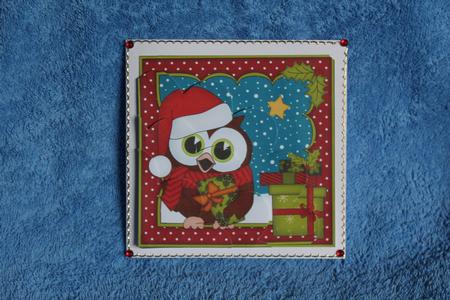 Christmas Little Hoot Owl's Presents Shell Edged Stacker by Margaret Nichol