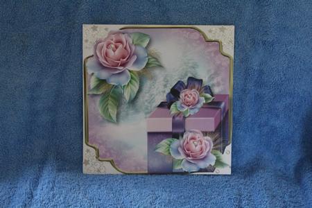 Christmas Gift & Frosted Roses 8x8 Shaped Topper by Margaret Nichol