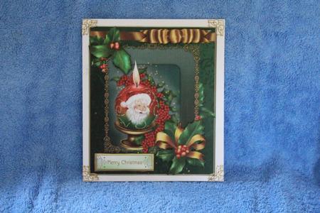 Christmas Candle Santa 6x7 Card Front by Margaret Nichol