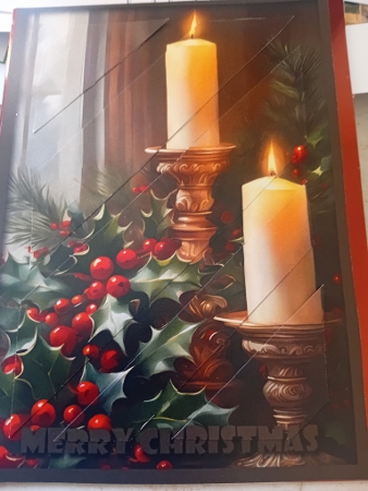 Christmas Decorations Candles Oblique Panels 1 by Laura Jones