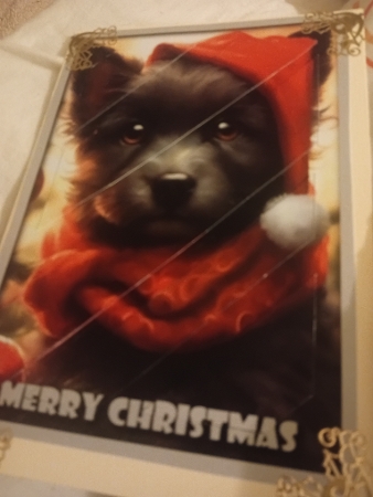 Cute Christmas Santa Dog Oblique Panels by Laura Jones