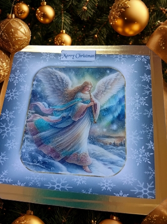 3 Blue Christmas angel card fronts/toppers 1 by Laura Jones