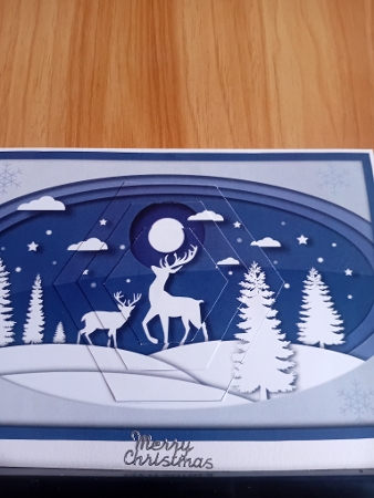 Christmas Deer Landscape Hexagon Pyramid by Laura Jones