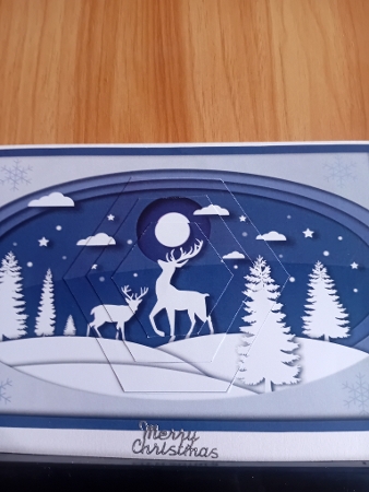 Christmas Deer Landscape Hexagon Pyramid by Laura Jones