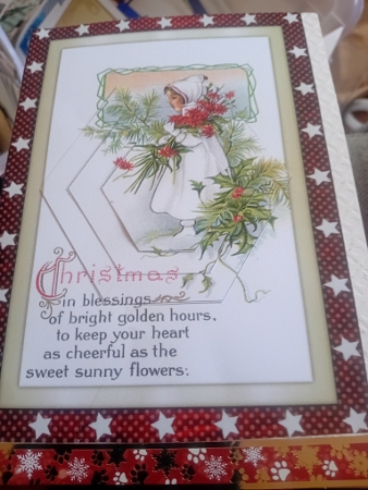 Vintage Christmas Girl with Flowers Hexagon Pyramid by Laura Jones