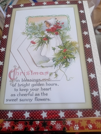 Vintage Christmas Girl with Flowers Hexagon Pyramid by Laura Jones
