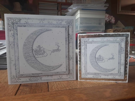 White and Silver Foil Crescent Moon Christmas 4 by Ann Davies