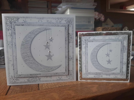 White and Silver Foil Crescent Moon Christmas 7 by Ann Davies