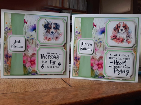 2 Panel floral pup card front 1 by Ann Davies