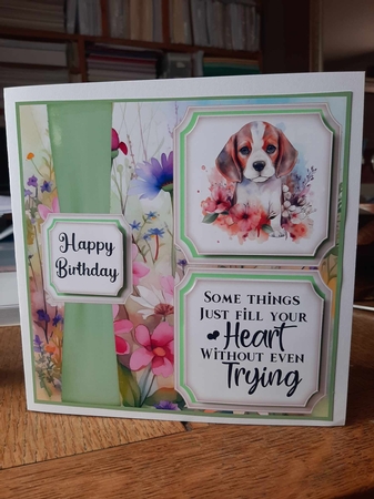 2 Panel floral pup card front 1 by Ann Davies