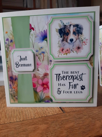 2 Panel floral pup card front 1 by Ann Davies