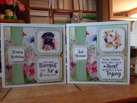 2 Panel floral pup card front 2 by Ann Davies