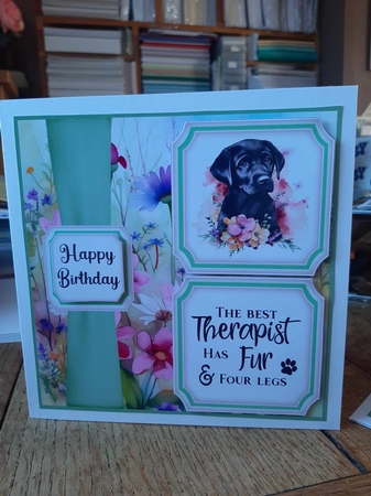 2 Panel floral pup card front 2 by Ann Davies