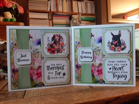 2 Panel floral pup card front 5 by Ann Davies