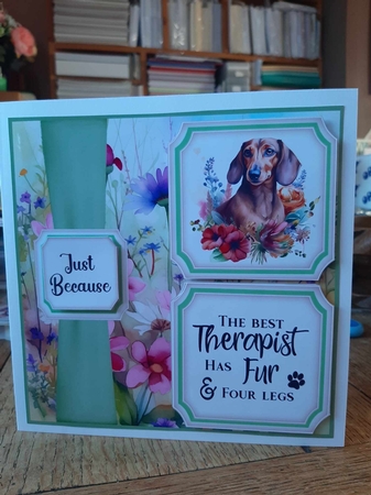 2 Panel floral pup card front 5 by Ann Davies