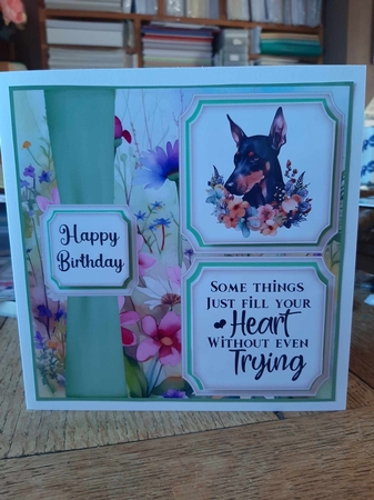 2 Panel floral pup card front 5 by Ann Davies