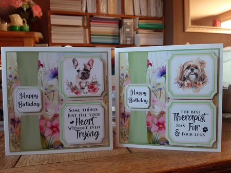 2 Panel floral pup card front 6 by Ann Davies