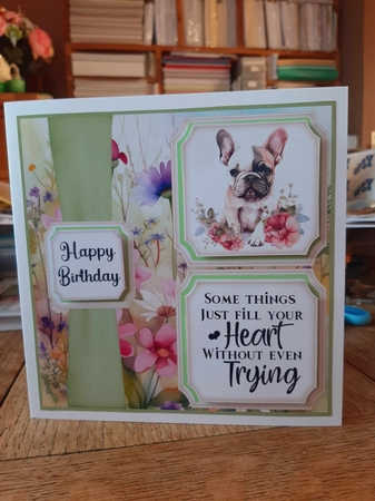 2 Panel floral pup card front 6 by Ann Davies