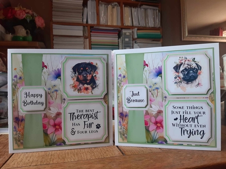 2 Panel floral pup card front 7 by Ann Davies