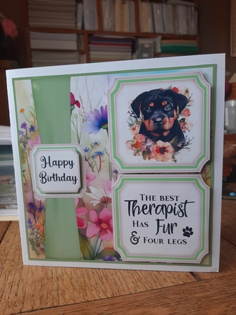 2 Panel floral pup card front 7 by Ann Davies
