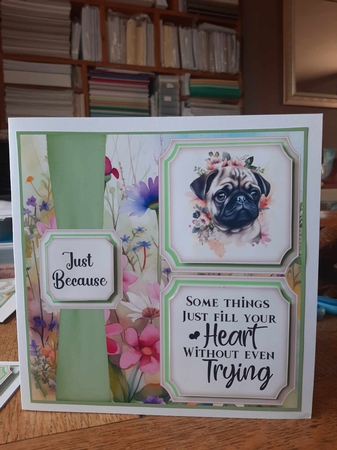 2 Panel floral pup card front 7 by Ann Davies